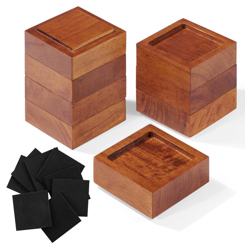 FASONLA Bed Risers (Set of 8) Furniture Risers Lifts Height 1", 2" or 3", Solid Natural Wood Risers for Bed, Furniture, Table, Sofa, Chair with Non-Slip Recessed Hole (Light Brown Color, 1 Inch) - Image 1